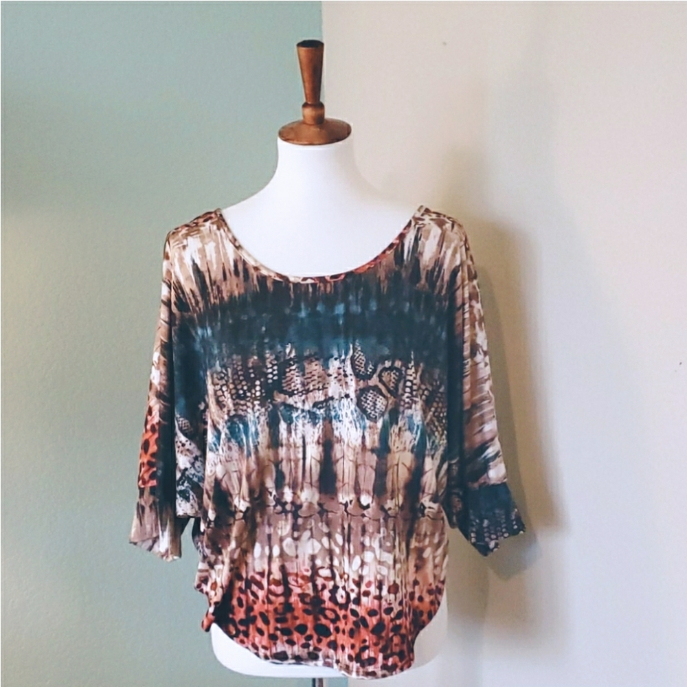 Multi-color Ashley Stewart Brown/Cream/Orange/Blue